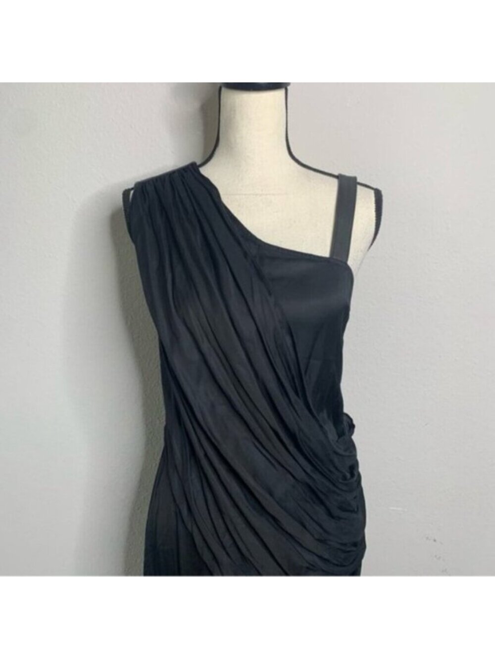 Nicholas K Black One-Shoulder Draped Satin Midi Dress - Picture 8 of 17